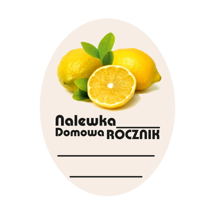 Etykieta na butelkę i słoik 60x80 CYTRYNÓWKA OWALNA