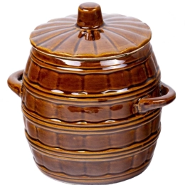 Garnek kamionkowy 2,5l "Beczka" z pokrywą