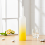 butelka FUTURA 500 ml satynowa lemon, butelka do nalewek, elegancka butelka na wino, szkło satynowe żółte, butelka z korkiem lemon (1).png