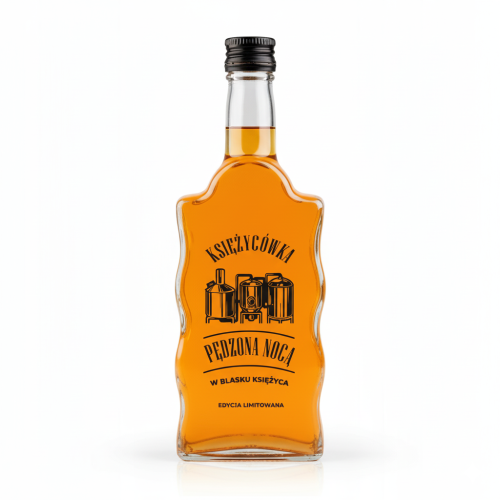 butelka fala 500ml pędzony nocą, butelka na bimber 500ml z nadrukiem, szkło do bimbru fala, butelka z napisem pędzony  (1).png