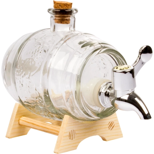 Beczułka 450ml szklana z kranikiem na wódkę, bimber, na wesele. do wyrobu alkoholu, ozdobne szkło na alkohol, butelka na whisky z kranikiem, beczułka na wino, beczułka na bimber.webp