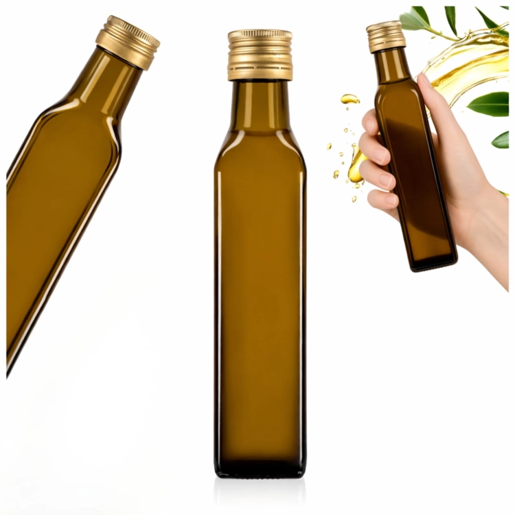 Butelka na oliwę MARASCA 750mL zielona, szklana butelka, butelka na sok, butelka na wino, butelka na whisky, butelka na piwo, butelka na nalewki, butelka.jpg