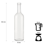 Butelka na wino BORDEAUX 750L biała, szklana butelka, butelka na sok, butelka na wino, butelka na whisky, butelka na piwo, butelka na nalewki, butelka3.jpg