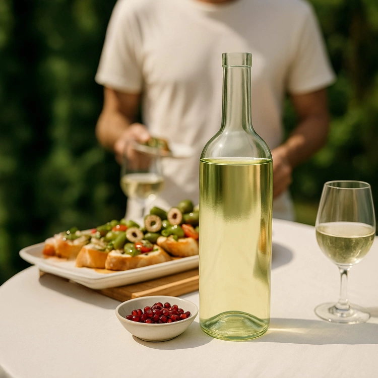 Butelka na wino BORDEAUX 750L biała, szklana butelka, butelka na sok, butelka na wino, butelka na whisky, butelka na piwo, butelka na nalewki, butelka4.jpg