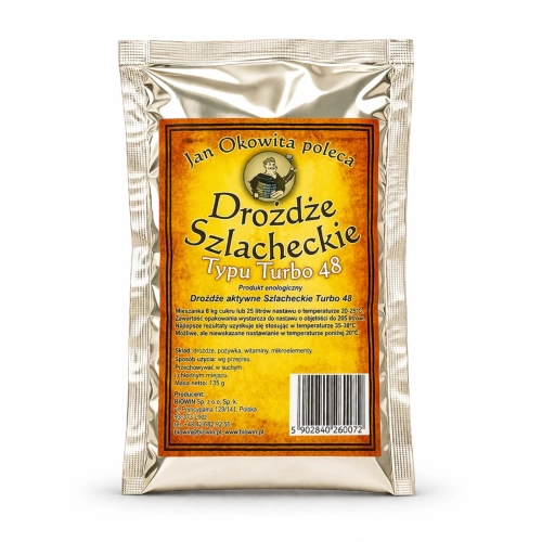 drożdże gorzelnicze, drożdże do bimbru, drożdże turbo, drożdże do wina, drożdże do bimbru, drożdże do miodu pitnego, drożdże do cydru, drożdże winiarskie, drożdże Jan Okowita turbo 48.jpg