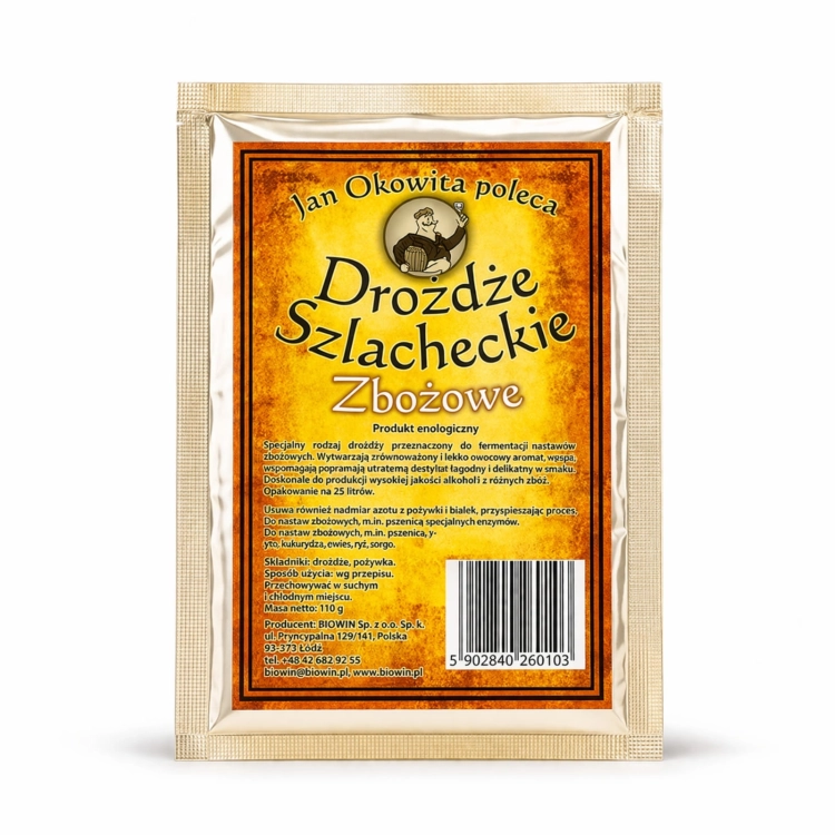 drożdże gorzelnicze, drożdże do bimbru, drożdże turbo, drożdże do wina, drożdże do bimbru, drożdże do miodu pitnego, drożdże do cydru, drożdże winiarskie, drożdże Jan Okowita Zbożowe.jpg