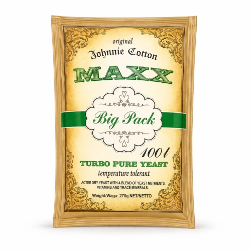 drożdże gorzelnicze, drożdże do bimbru, drożdże turbo, drożdże do wina, drożdże do bimbru, drożdże do miodu pitnego, drożdże do cydru, drożdże winiarskie, drożdże Maxx Turbo Big Pack 100l.jpg