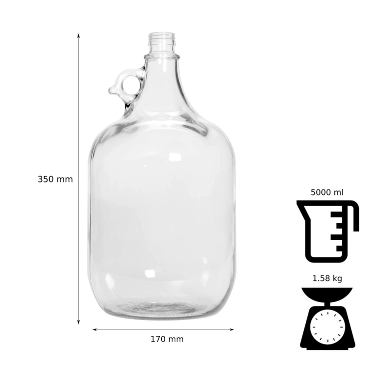 Gąsior DAMA, butelka na wino i bimber 5l w koszu plastikowym z zakrętką 4.jpg