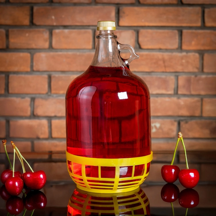 Gąsior DAMA, butelka na wino i bimber 5l w koszu plastikowym z zakrętką3.jpg