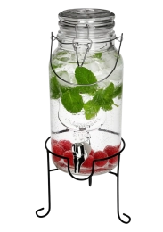 Słój 4l z kranem z pokrywą szklaną na podstawce