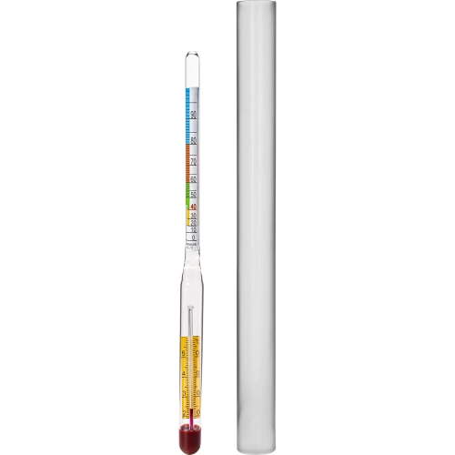 Wskaźnik zawartości alkoholu + menzurka, długość 21cm, zakres 0-100%. Więcej produktów w sklepie www.domowaspizarnia.pl1.webp