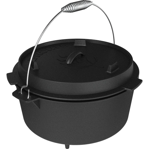 Kociołek wiszący z patelnią, 2w1, żeliwny 9l + 3l2.webp