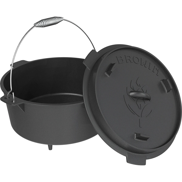 Kociołek wiszący z patelnią, 2w1, żeliwny 9l + 3l.webp
