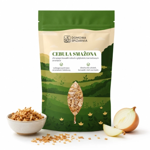 aranżacja_cebula smażona, cebula prażona, chrupiąca cebula, cebulka prażona do burgerów, cebula do hot dogów, topping do burgerów, cebula do zapiekanek, cebula do sałate.png