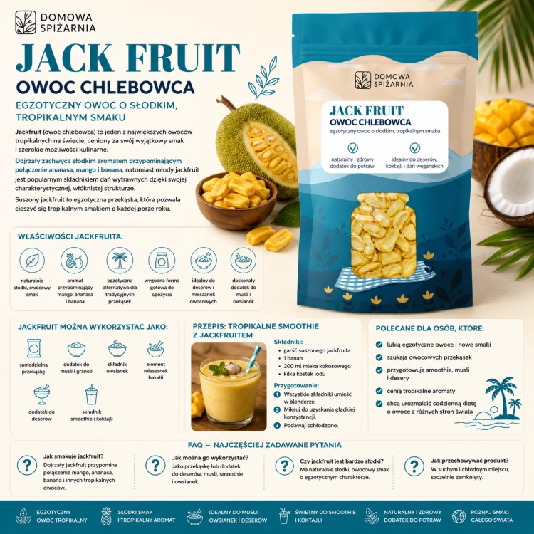 plansza_jackfruit, owoc jackfruit, suszony jackfruit, egzotyczne owoce, tropikalna przekąska, jackfruit do smoothie, owoce suszone, jackfruit zastosowanie.png