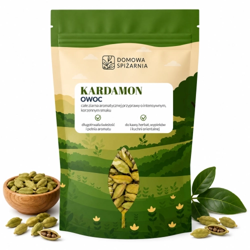 aranżacja_kardamon ziarno, kardamon cały, nasiona kardamonu, kardamon do kawy, kardamon do herbaty, przyprawa orientalna, kardamon zastosowanie, przyprawy korzenne.png