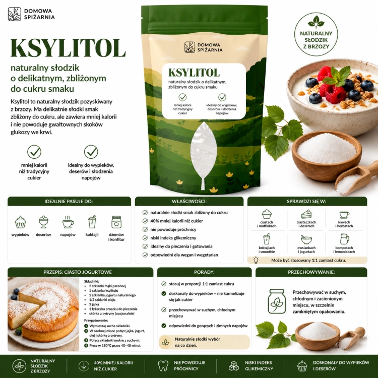 ksylitol, cukier brzozowy, zamiennik cukru, naturalny słodzik, ksylitol do pieczenia, ksylitol do kawy, ksylitol do herbaty, słodzik do deserów, cukier do wypieków, alternatywa dla cukru (1 (3).png