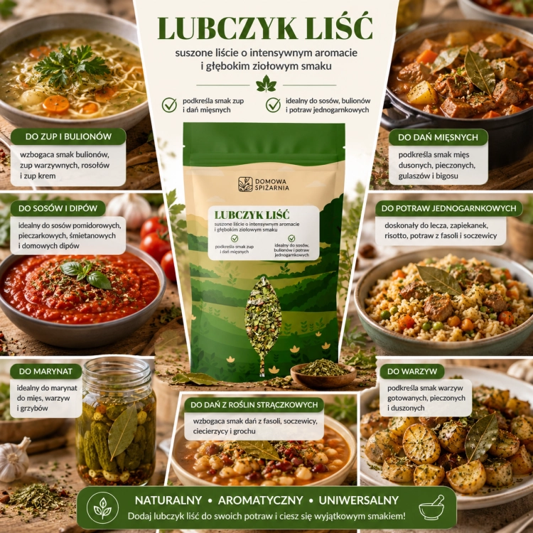 lubczyk, suszony lubczyk, lubczyk do rosołu, przyprawa do zup, zioła do bulionu, lubczyk do sosów, przyprawy kuchni polskiej, aromatyczne zioła, przyprawy naturalne, lubczyk suszony (4).png