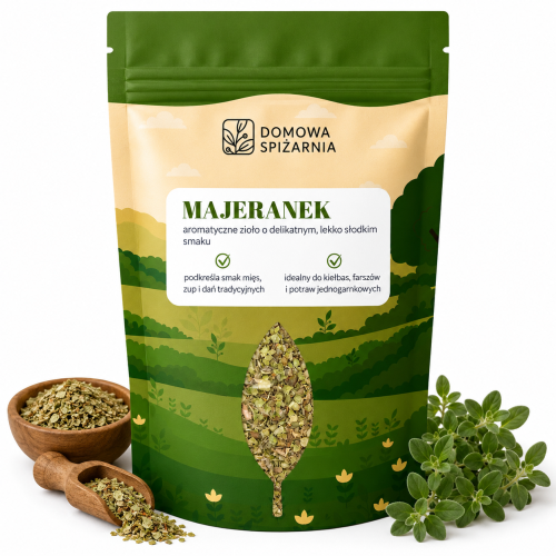majeranek, suszony majeranek, majeranek do żurku, przyprawa do kiełbas, majeranek do bigosu, przyprawa do pasztetów, zioła kuchni polskiej, przyprawy do mięs, aromatyczne zioła, majeranek  (5).png