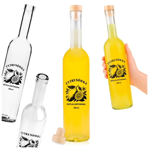 butelka futura 500ml satynowa z nadrukiem cytrynówka, elegancka butelka na nalewkę cytrynową, szkło do domowych nalewek (1).jpg
