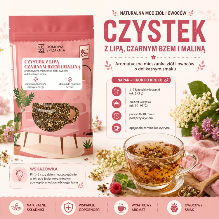 czystek z lipą, czystek z maliną, czystek z czarnym bzem, herbata z czystkiem, mieszanka ziołowa, napar z czystka, herbata ziołowo-owocowa, czystek herbata, natur (1).png