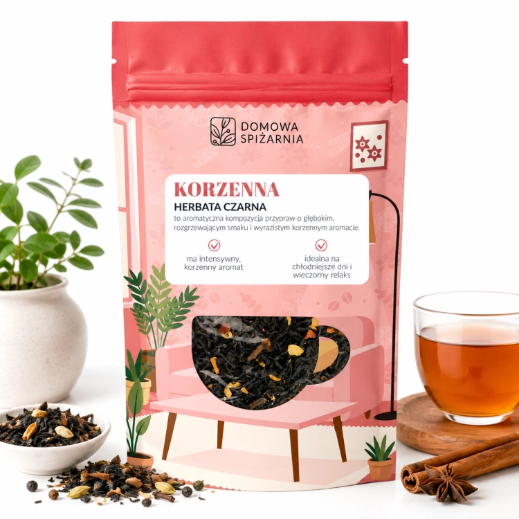 herbata czarna korzenna, herbata korzenna, czarna herbata liściasta, herbata z cynamonem, herbata z goździkami, herbata z kwiatem pomarańczy, aromatyczna herbata, herbata na .png