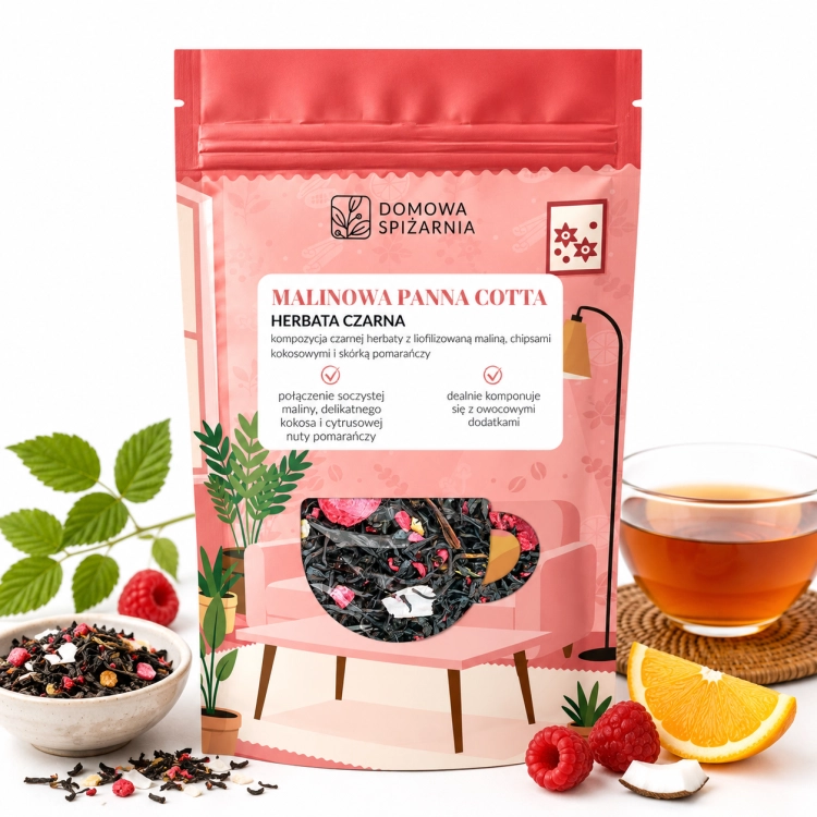 herbata malinowa panna cotta, herbata malinowa, czarna herbata z maliną, herbata z kokosem, herbata z pomarańczą, herbata deserowa, herbata liściasta z malinami, he (1).png
