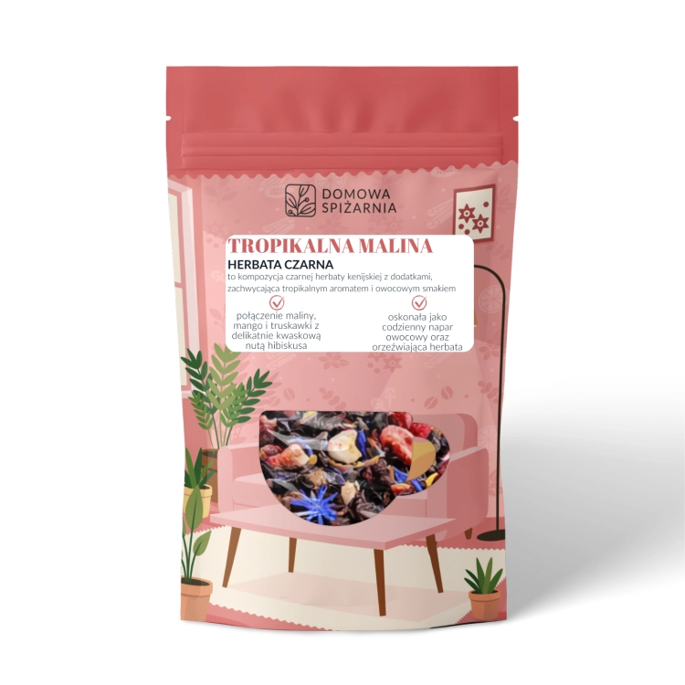 herbata Tropikalna Malina, herbata owocowa, herbata z maliną, herbata z mango, herbata z truskawką, herbata z hibiskusem, napar owocowy, herbata z owocami liofilizowanymi,  (3).png