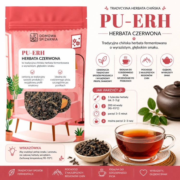herbata Pu-Erh, herbata czerwona Pu-Erh, czerwona herbata liściasta, Pu-Erh liściasta, herbata z Yunnan, chińska herbata Pu-Erh, herbata fermentowana, herbata czerwo.png