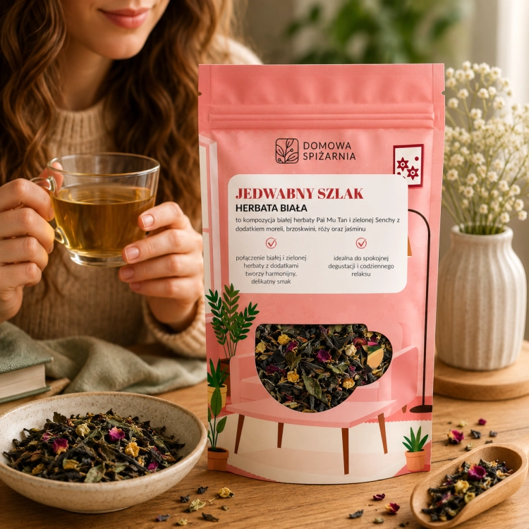 Jedwabny Szlak, herbata Jedwabny Szlak, biała herbata Pai Mu Tan, zielona herbata Sencha, herbata z morelą, herbata z brzoskwinią, herbata z różą, herbata z jaśminem, he (3).png