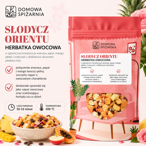 Słodycz Orientu, herbatka Słodycz Orientu, herbata owocowa, herbatka owocowa, herbata z mango, herbata z papają, herbata z ananasem, egzotyczna herbata owocowa, napa.png