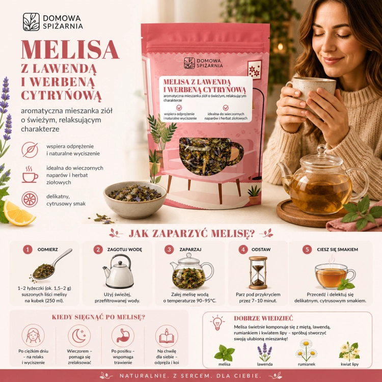 melisa z lawendą i werbeną cytrynową, mieszanka ziołowa, herbata ziołowa, melisa, werbena cytrynowa, lawenda do herbaty, napar ziołowy, herbata z melisą, naturalna mieszanka ziół, z.png