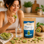 Kiwi liofilizowane 100% to chrupiąca, naturalna przekąska bez dodatku cukru. Idealne do owsianek, jogurtów, musli, smoothie, deserów i wypieków (2).png
