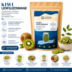 Kiwi liofilizowane 100% to chrupiąca, naturalna przekąska bez dodatku cukru. Idealne do owsianek, jogurtów, musli, smoothie, deserów i wypieków 5.png