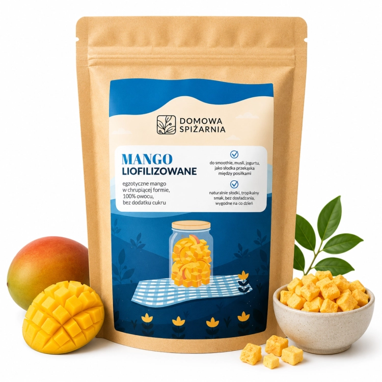 mango liofilizowane, liofilizowane mango, owoce liofilizowane, mango do owsianki, mango do jogurtu, mango do musli, mango do smoothie, mango do deserów, naturalna przekąska, owoc.png