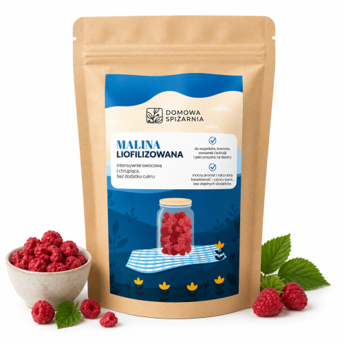 malina liofilizowana, liofilizowane maliny, owoce liofilizowane, maliny do owsianki, maliny do jogurtu, maliny do musli, maliny do smoothie, maliny do deserów, naturalna przekąska (1).png