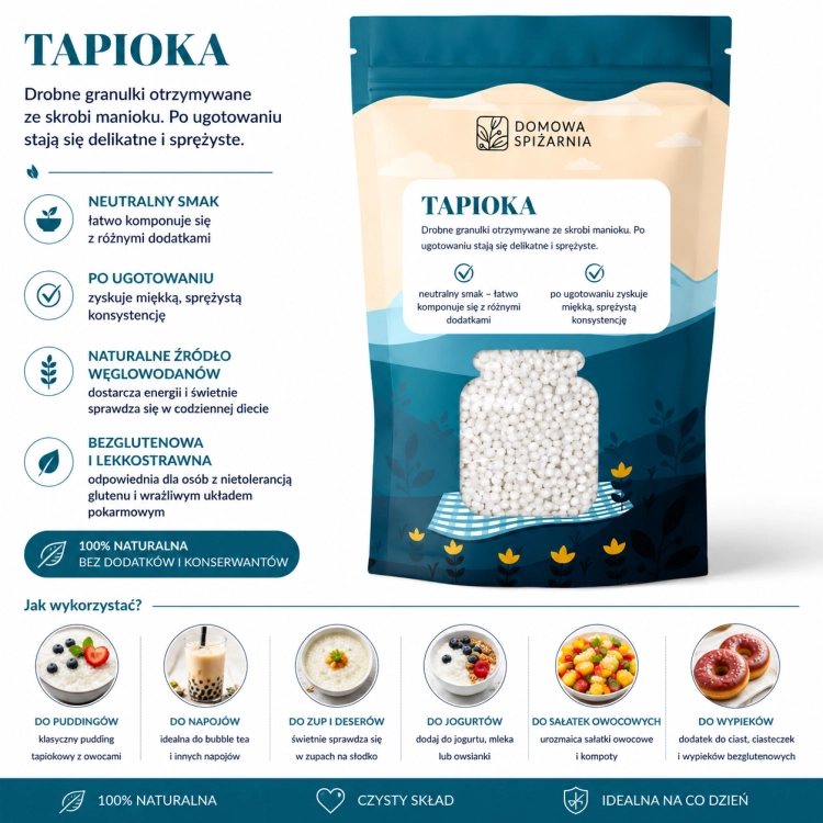 tapioka, perełki tapioki, tapioka spożywcza, tapioka do bubble tea, tapioka do puddingu, tapioka do deserów, skrobia z manioku, tapioka bezglutenowa, naturalna tapioka, kulki tapioki, tapiok.png