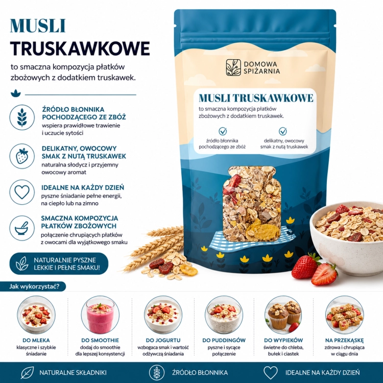 musli truskawkowe, musli z truskawkami, musli owocowe, musli śniadaniowe, chrupiące musli, musli z płatkami owsianymi, musli z owocami, musli do mleka, musli do jogurtu, zdrowe musli (1).png