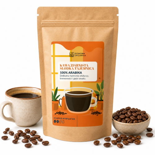 Kawa Ziarnista Słodka Tajemnica – 100% Arabica Specialty z Peru o nutach karmelu, ciemnej czekolady i przypraw korzennych. Łagodna, aromatyczna i o niskiej kwasowości (2).png