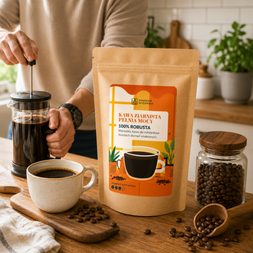 kawa ziarnista Moc Przebudzenia, kawa robusta, 100% robusta, kawa z Indii, mocna kawa ziarnista, kawa o wysokiej zawartości kofeiny, kawa do espresso, kawa do ekspresu, kawa z nutą .png