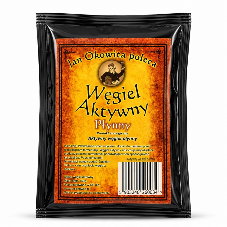 węgiel aktywny Jan Okowita, płynny węgiel aktywny, węgiel do destylatów, klarowanie alkoholu, oczyszczanie destylatu, preparat do klarowania nalewek, filtracja alkoholu, akcesoria do destylacji, Jan Okowita, węgiel aktywny.png