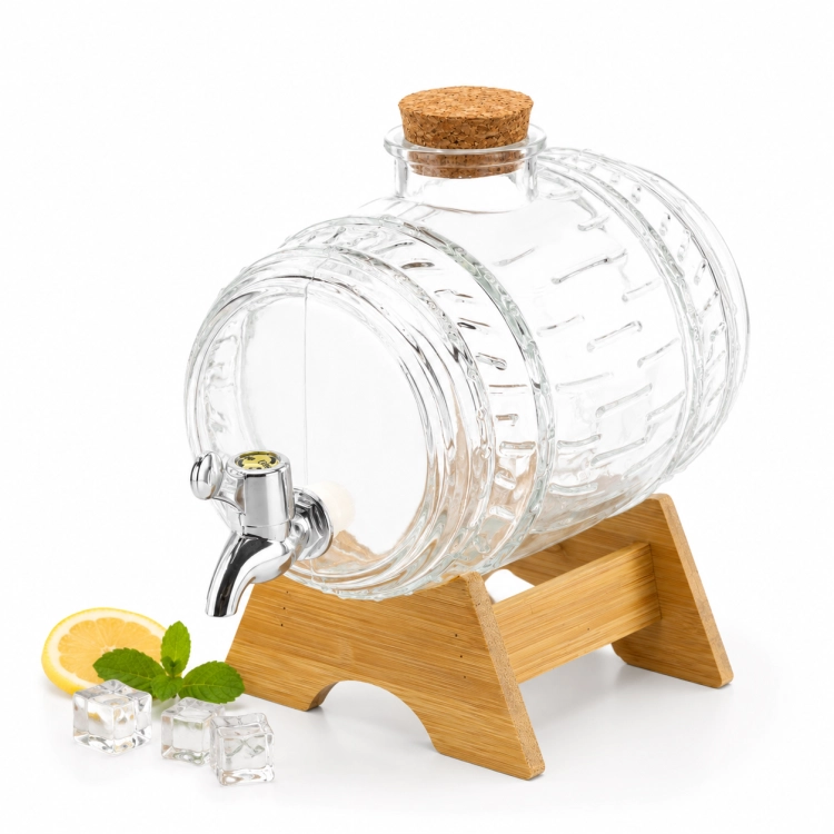 beczułka szklana 1,5 l, beczułka z kranikiem, beczułka na nalewki, beczułka na wódkę, beczułka na bimber, beczułka na whisky, szklany dozownik alkoholu, beczułka na wesele, beczułka do alkoholu, beczułka na przyjęcie, poje.png