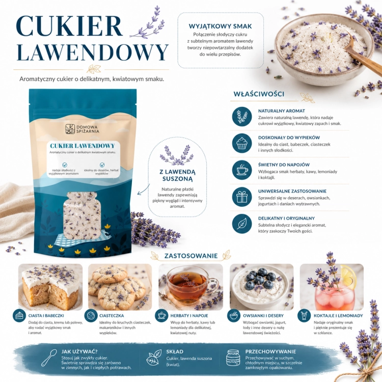aranżacja1_Cukier lawendowy o subtelnym kwiatowym aromacie i delikatnie ziołowej nucie. Idealny do deserów, ciast, herbaty, lemoniady oraz aromatycznych wypieków inspi.png