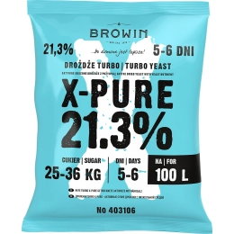 Drożdże gorzelnicze do bimbru Turbo X-PURE 21,3%, na 100l, 360g