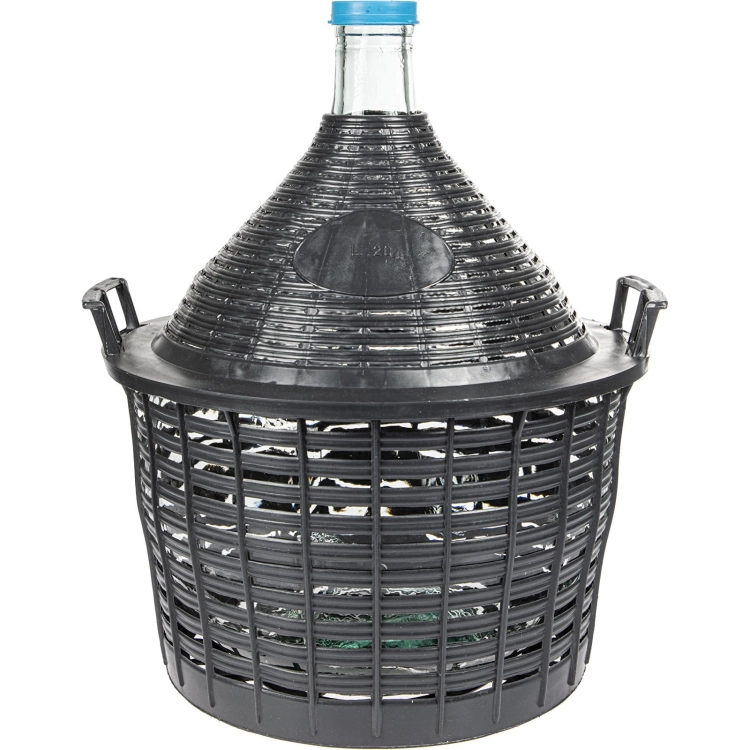 drożdże do bimbru, drożdże turbo, akcesoria do produkcji alkoholu, Balon w koszu plastikowym z wąskim otworem 34l na wino, nalewki i miód pitny